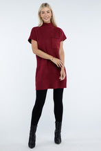 Load image into Gallery viewer, Mock Neck Short Sleeve Sweater Dress with Pocket
