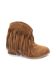 Load image into Gallery viewer, Amos Fringe Ankle Bootie in Tan Suede
