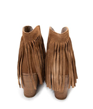 Load image into Gallery viewer, Amos Fringe Ankle Bootie in Tan Suede
