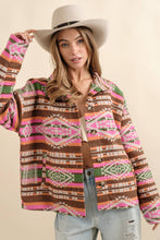 Load image into Gallery viewer, 32621J - Aztec Jacquard Mock Neck Button Up Western Jacket
