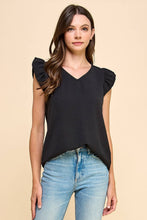Load image into Gallery viewer, Solid Top With V Neck Detail And Ruffled Sleeves
