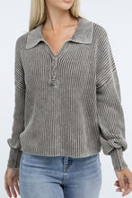 Load image into Gallery viewer, Washed Collared Henley Sweater
