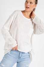 Load image into Gallery viewer, Mineral Washed Round Neckline Long Sleeves Top
