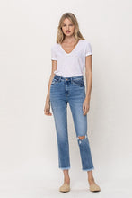 Load image into Gallery viewer, Knee Slit Frey Hem Crop Straight
