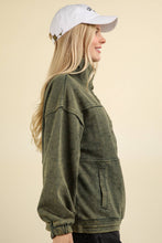 Load image into Gallery viewer, NT11902-Mineral Washed Button Down Knit Sweatshirt Top
