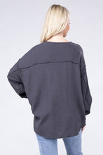 Load image into Gallery viewer, Double Gauze Oversized 3/4 Button Henley Neck Top
