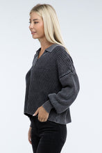 Load image into Gallery viewer, Washed Collared Henley Sweater
