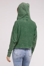 Load image into Gallery viewer, Acid Wash Cotton Waffle Hooded Zip-Up Jacket
