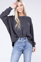 Load image into Gallery viewer, Double Gauze Oversized 3/4 Button Henley Neck Top
