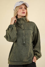 Load image into Gallery viewer, NT11902-Mineral Washed Button Down Knit Sweatshirt Top
