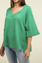 Load image into Gallery viewer, Brushed Waffle Exposed-Seam 3/4 Sleeve Top
