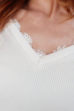 Load image into Gallery viewer, Piqued Interest Lace Trim V Neck Top
